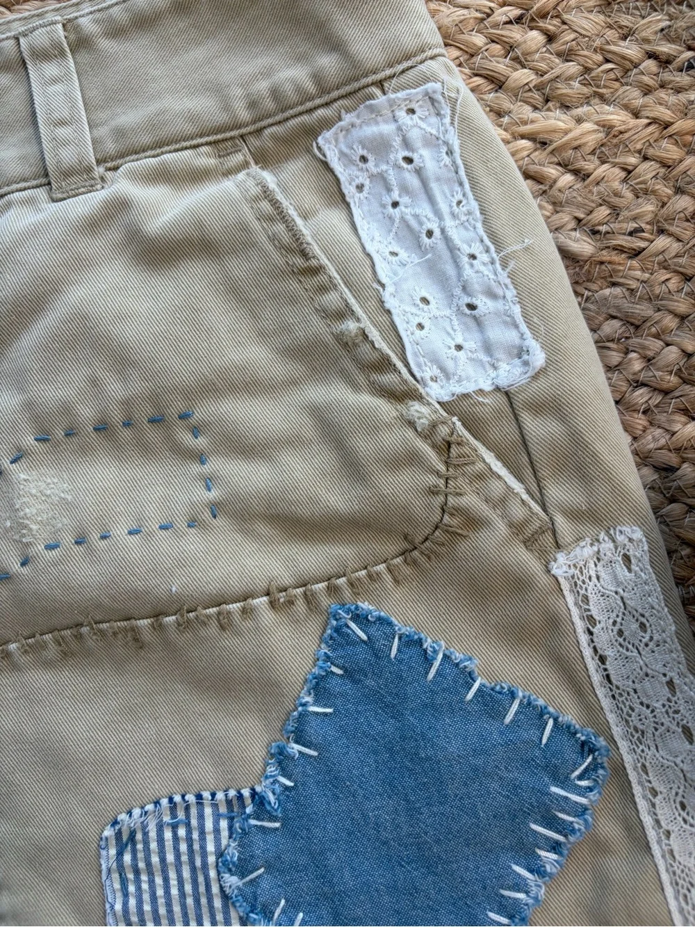 Girls size 16 Ralph Lauren vintage patchwork khaki miniskirt- rare find